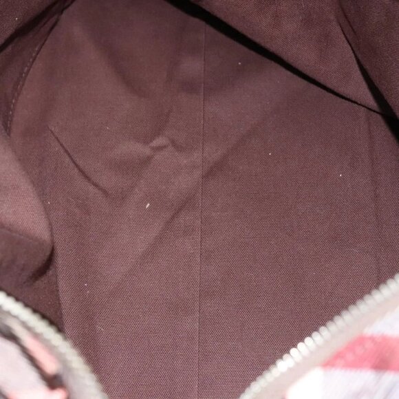 BURBERRY Nova Check Blue Label Hand Bag Nylon Red Brown Auth - Picture 14 of 16